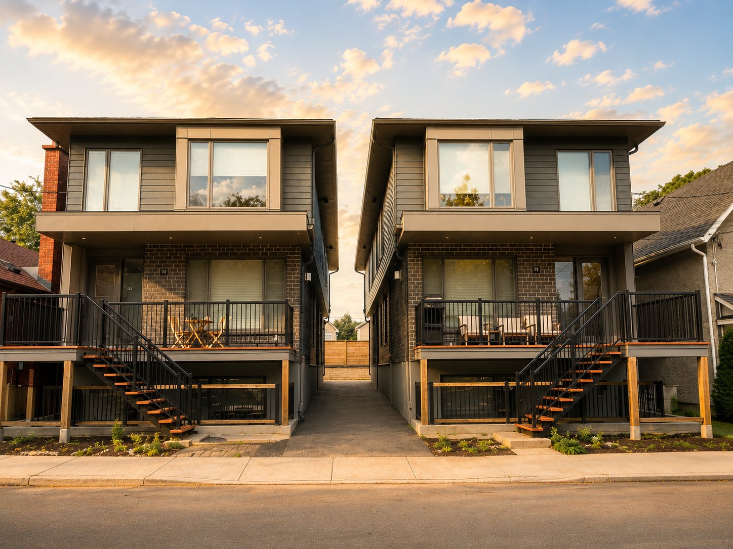 85 Rosemount building exterior at dusk, Hintonburg Ottawa